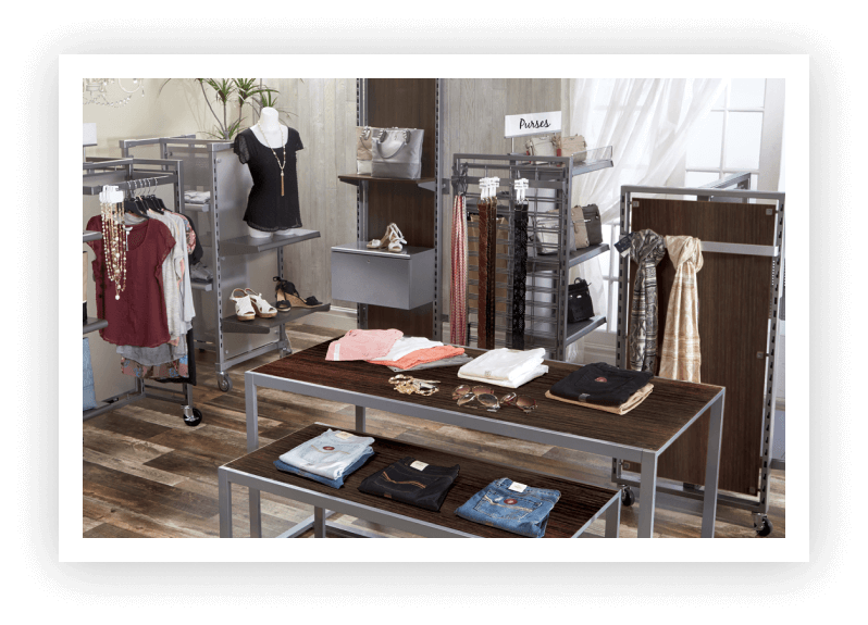 Custom Vintage Modular Boutique Clothing Display Racks for Retail
